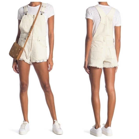 New Free People Sunkissed Denim Short Overalls - Picture 1 of 9